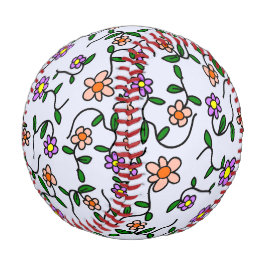 花カラフル花、花の柄、緑、ぼほ 野球ボール