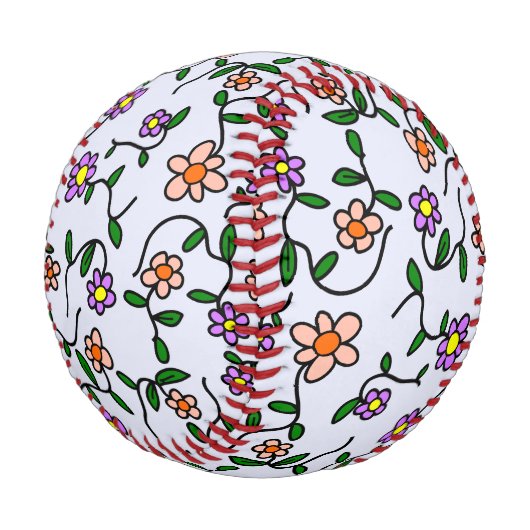 花カラフル花、花の柄、緑、ぼほ 野球ボール (アングル)