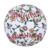 花カラフル花、花の柄、緑、ぼほ 野球ボール (正面)