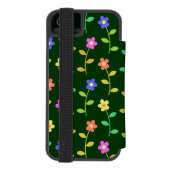 花カラフル花、花の柄、緑、ぼほ INCIPIO iPhoneウォレットケース (フォリオ裏面)