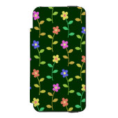 花カラフル花、花の柄、緑、ぼほ INCIPIO iPhoneウォレットケース (フォリオ 正面)