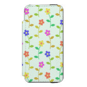 花カラフル花、花の柄、緑、ぼほ INCIPIO iPhoneウォレットケース (フォリオ 正面)