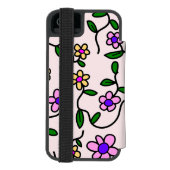 花カラフル花、花の柄、緑、ぼほ INCIPIO iPhoneウォレットケース (フォリオ裏面)