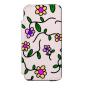 花カラフル花、花の柄、緑、ぼほ INCIPIO iPhoneウォレットケース (フォリオ 正面)