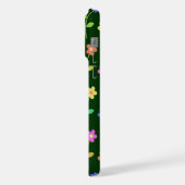 花カラフル花、花の柄、緑、ぼほ iPhoneケース (左側面)
