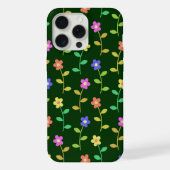 花カラフル花、花の柄、緑、ぼほ iPhoneケース (裏面)