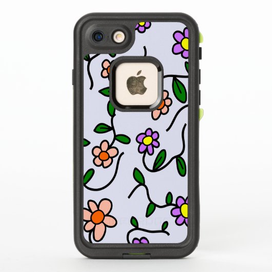 花カラフル花、花の柄、緑、ぼほ LifeProof iPhoneケース (裏面)