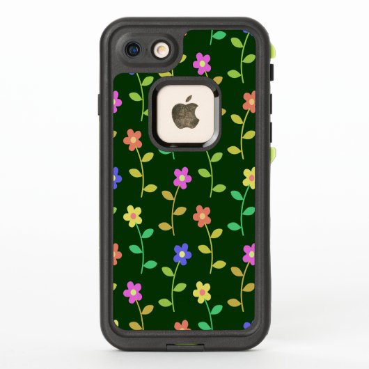 花カラフル花、花の柄、緑、ぼほ LifeProof iPhoneケース (裏面)