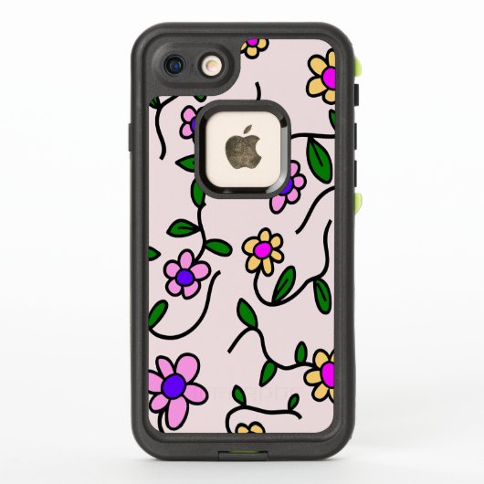 花カラフル花、花の柄、緑、ぼほ LifeProof iPhoneケース (裏面)