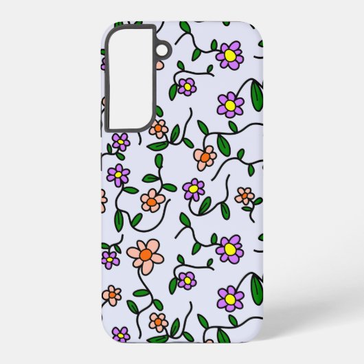 花カラフル花、花の柄、緑、ぼほ SAMSUNG GALAXYケース (裏面)
