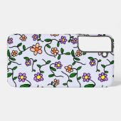 花カラフル花、花の柄、緑、ぼほ SAMSUNG GALAXYケース (裏面横)