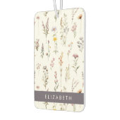 花カラフル花、野の花、緑、あなたの名前 カーエアーフレッシュナー (左)