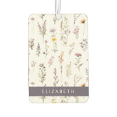 花カラフル花、野の花、緑、あなたの名前 カーエアーフレッシュナー (裏面)