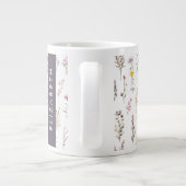 花カラフル花、野の花、緑、あなたの名前 ジャンボコーヒーマグカップ (裏面)