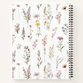 花カラフル花、野の花、緑、あなたの名前 ノートブック (裏面)