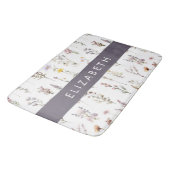 花カラフル花、野の花、緑、あなたの名前 バスマット (アングル)