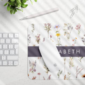 花カラフル花、野の花、緑、あなたの名前 マウスパッド