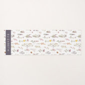 花カラフル花、野の花、緑、あなたの名前 ヨガマット (裏面(横))