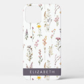 花カラフル花、野の花、緑、あなたの名前 Case-Mate iPhoneケース (裏面)