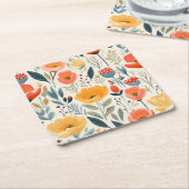 花カラフル芸術 スクエアペーパーコースター (アングル)