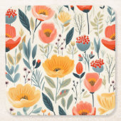 花カラフル芸術 スクエアペーパーコースター (正面)