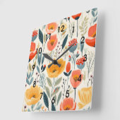 花カラフル芸術 スクエア壁時計 (傾斜)