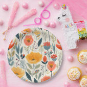 花カラフル芸術 ペーパープレート (パーティー)