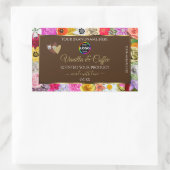 花カラフル茶色の製品ラベルハートのロゴ 長方形シール (バッグ)