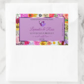 花カラフル薄紫色の製品ラベルハート 長方形シール (バッグ)