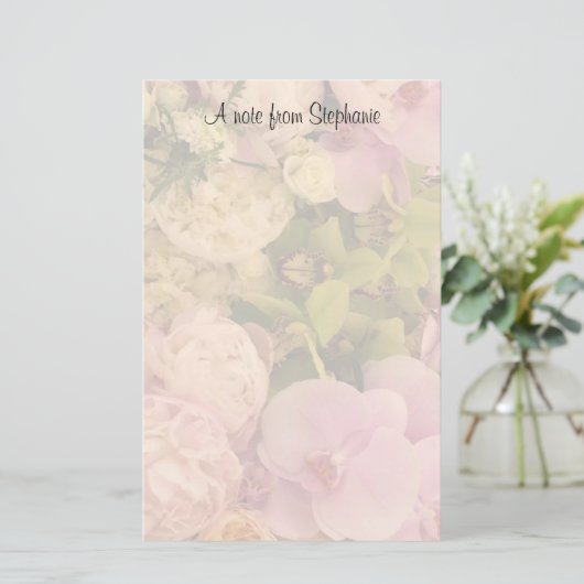 花カラフル蘭と牡丹 便箋 (スタンド正面)