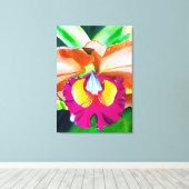 花カラフル蘭の水彩画 キャンバスプリント (インサイチュ (ウッドフロア))