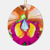 花カラフル蘭の水彩画 セラミックオーナメント (左)