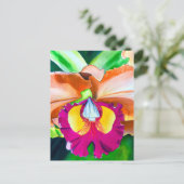 花カラフル蘭の水彩画 ポストカード (スタンド正面)