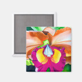 花カラフル蘭の水彩画 マグネット (正面/裏面)