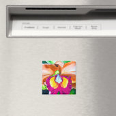 花カラフル蘭の水彩画 マグネット (インサイチュ (食洗機))