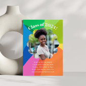 花カラフル虹の写真卒業パーティー 招待状