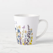 花カラフル蝶名前をカスタムする カフェラテマグ (右)