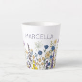 花カラフル蝶名前をカスタムする カフェラテマグ (正面)