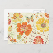 花カラフル蝶 ポストカード (正面/裏面)