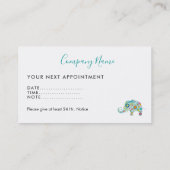 花カラフル象アポイントメントカード 予約カード (裏面)