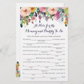 花カラフル赤ちゃんシャワーアドバイスゲームカード (正面/裏面)