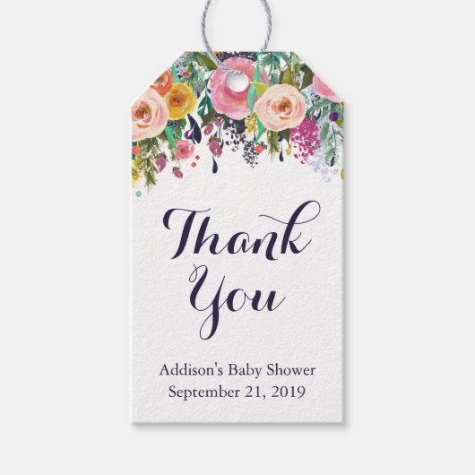 花カラフル赤ちゃんシャワーメッセージカードギフトラベル ギフトタグ (正面)