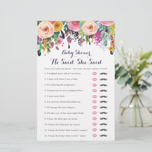 花カラフル赤ちゃんシャワー彼は彼女はゲームを言った (スタンド正面)