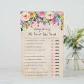 花カラフル赤ちゃんシャワー彼は彼女はゲームを言った (スタンド正面)