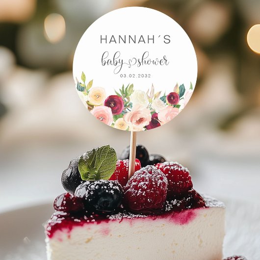 花カラフル赤ちゃんシャワー ラウンドシール