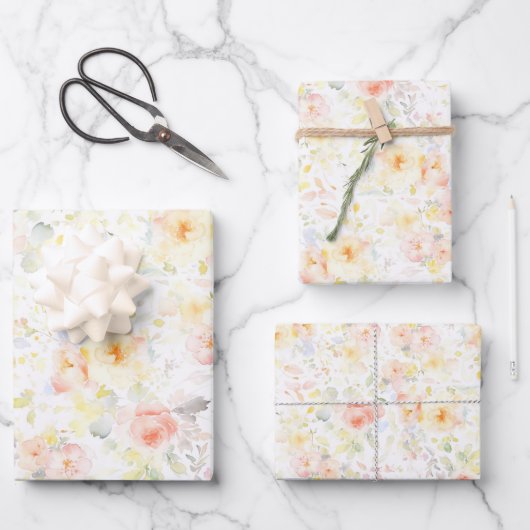 花カラフル野草牧草園エレガント ラッピングペーパーシート (正面)