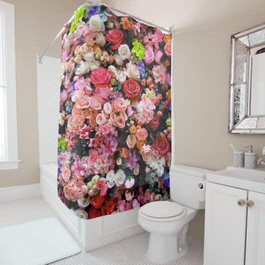 花カラフル開花フローラ花束 シャワーカーテン (インサイチュ)