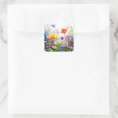 花カラフル飾り スクエアシール (バッグ)