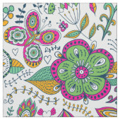 花カラフル鳥と蝶のパターン ファブリック (見本)