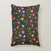 花カラフル黒 アクセントクッション (正面(垂直))